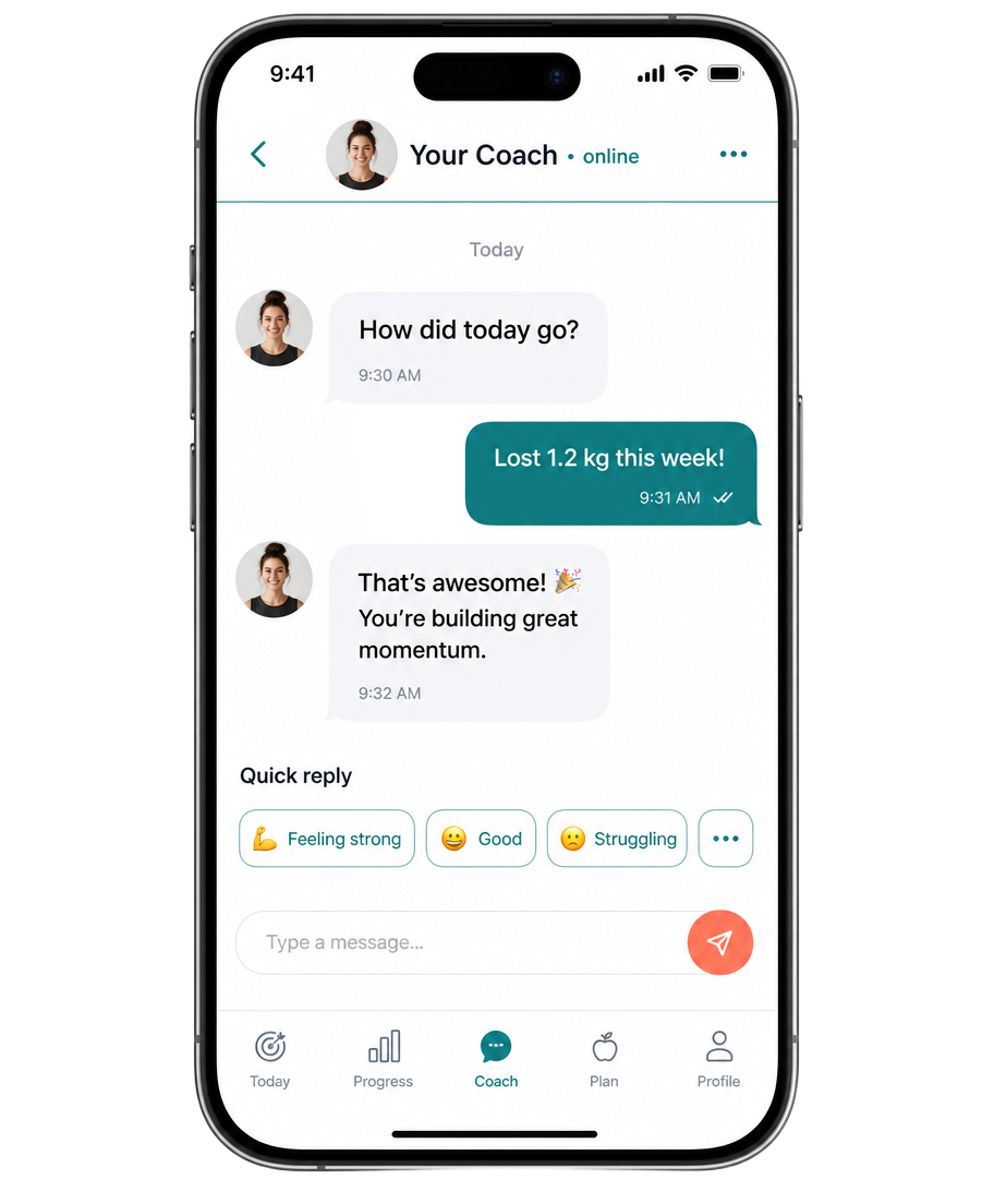 In-app guidance screen inside the ProtoFit app