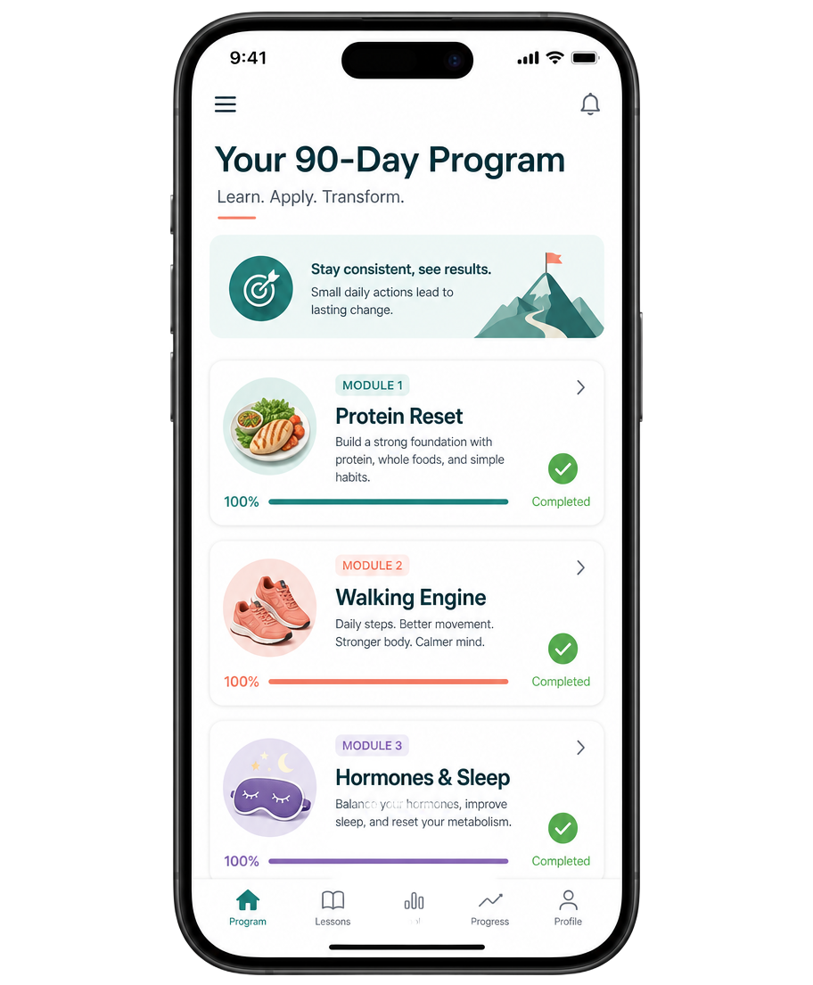 Workouts & daily plan screen inside the ProtoFit app